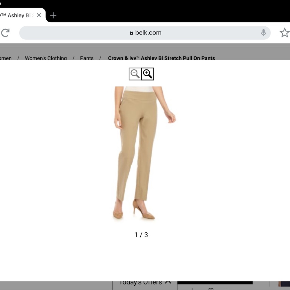 Crown & Ivy tan pull on stretch pants